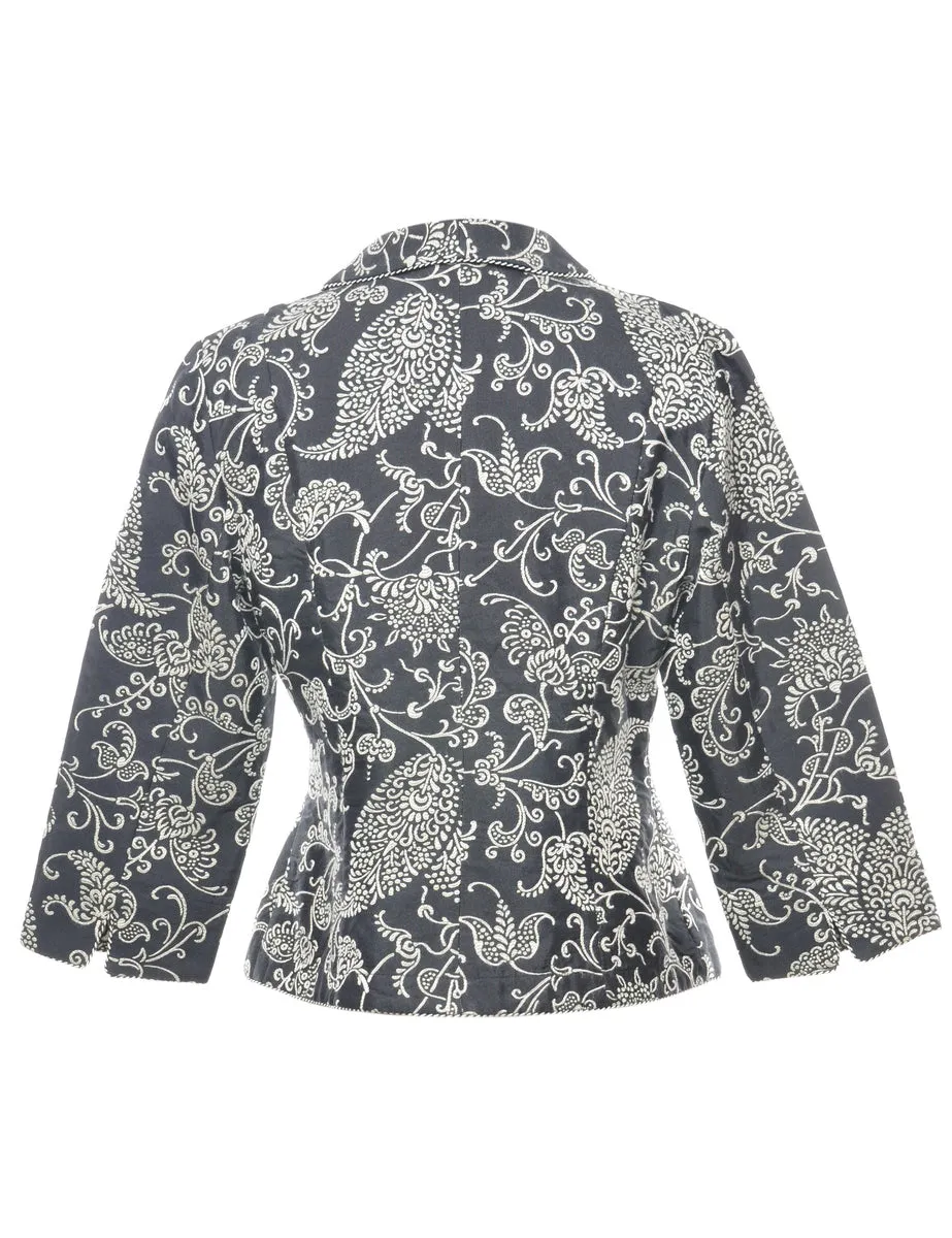 Paisley Pattern Black Cropped Tapestry Jacket - M