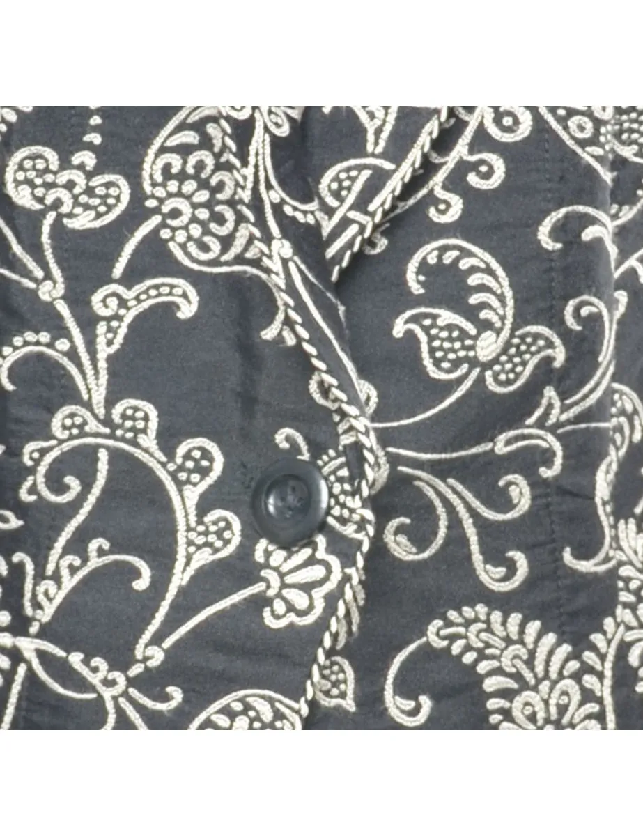 Paisley Pattern Black Cropped Tapestry Jacket - M