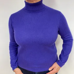 Pansy Purple Cashmere Polo Neck Jumper Large