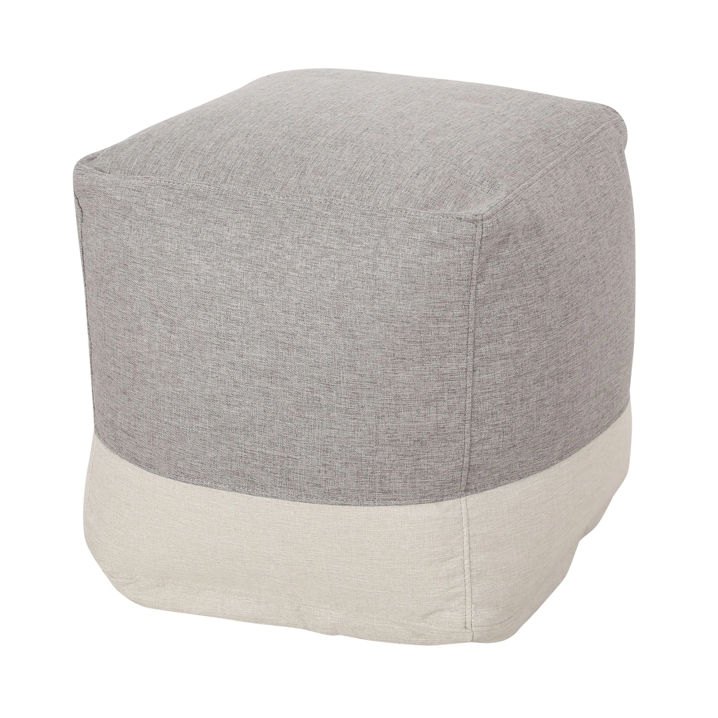 Punjab Tattnall Contemporary Two Tone Fabric Cube Pouf