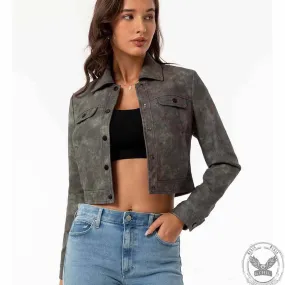 Punk Lapel Button Cropped Jacket