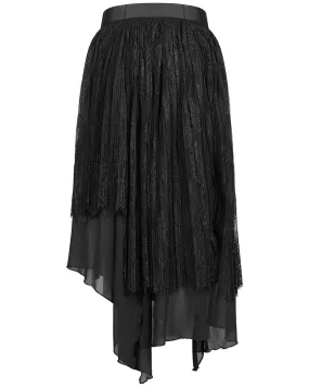 Punk Rave Daily Life Urban Occult Asymmetric Pleated Lace Skirt