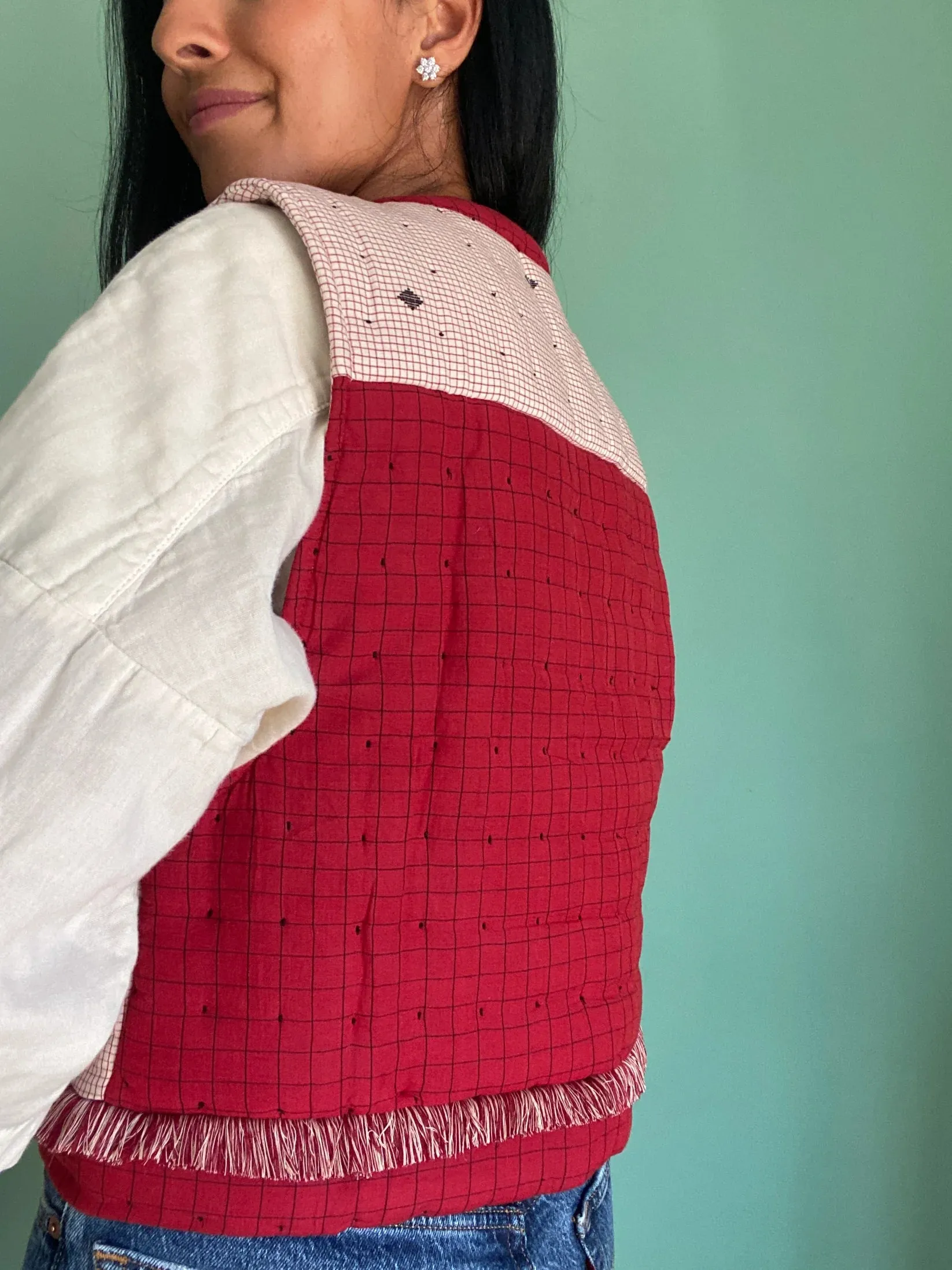 quilted gilet - red