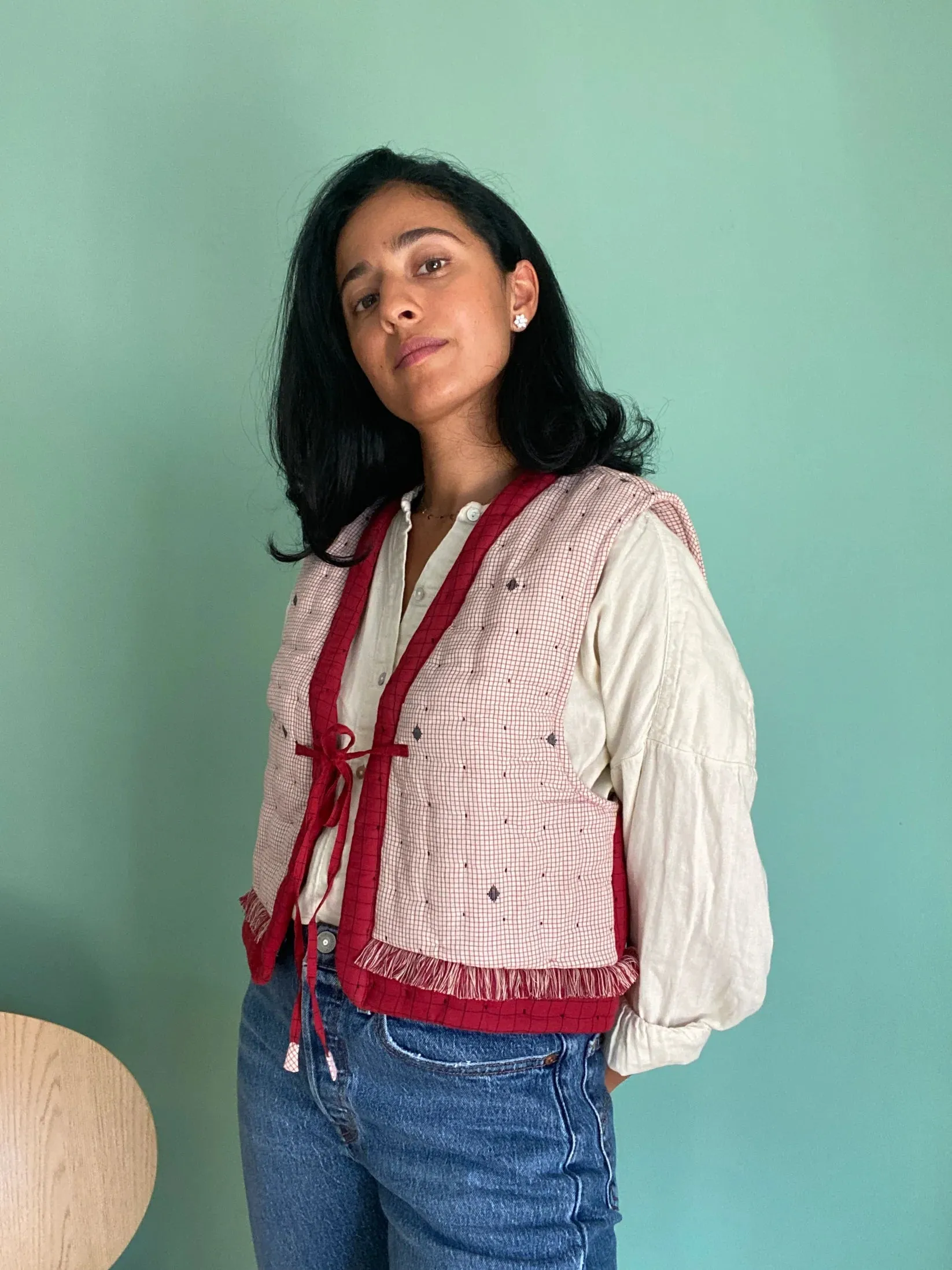 quilted gilet - red