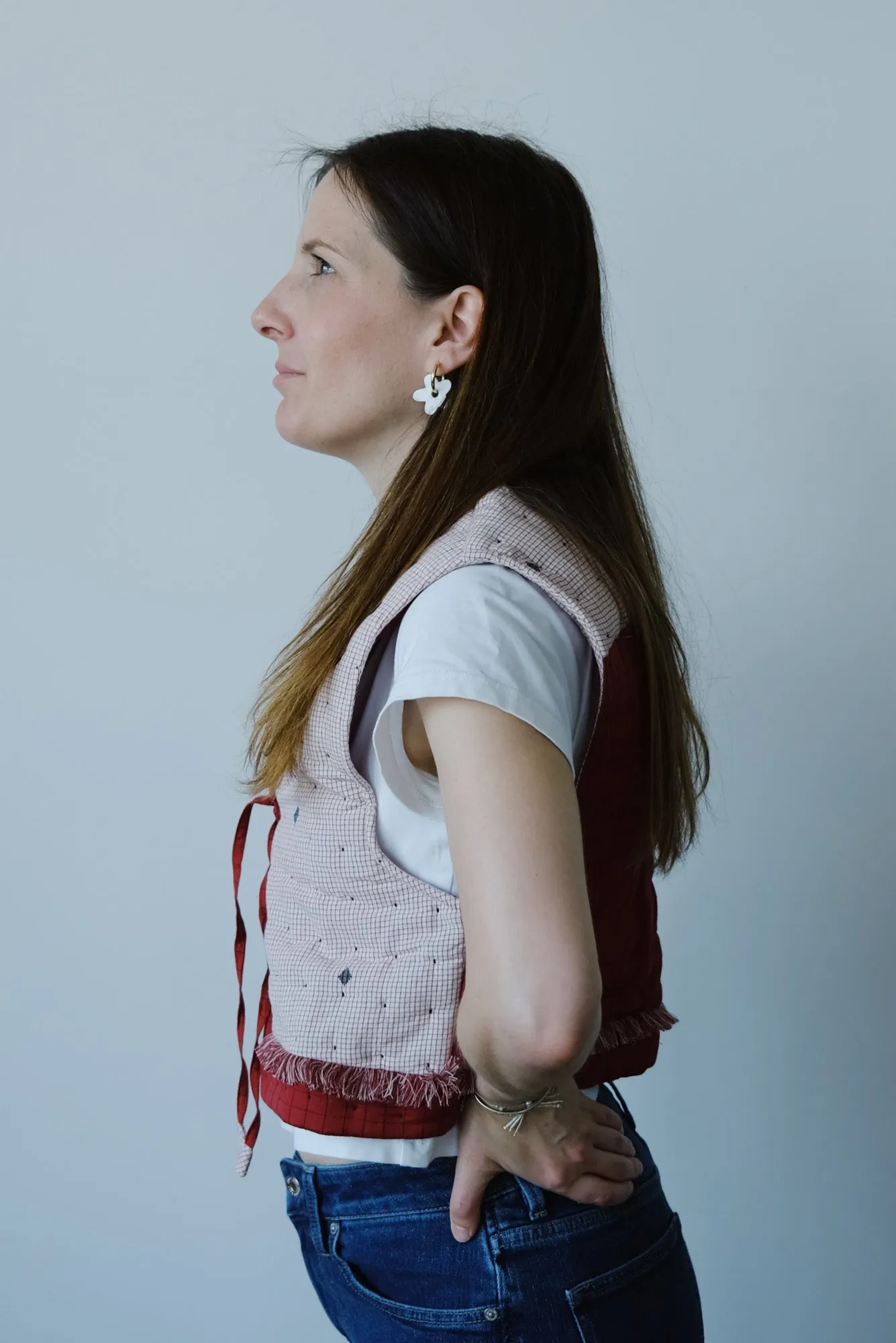 quilted gilet - red