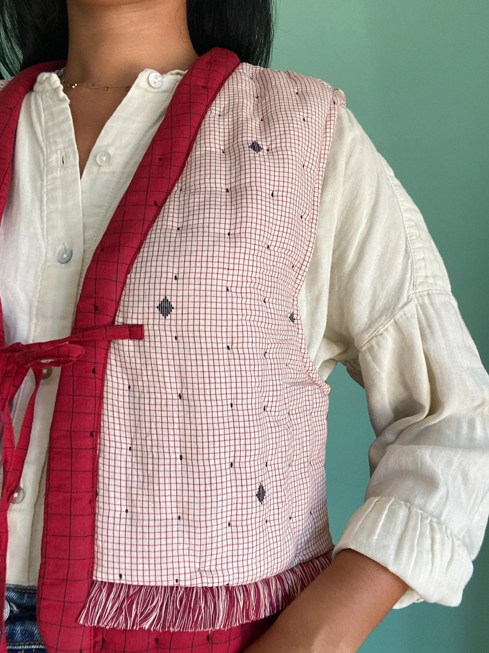 quilted gilet - red