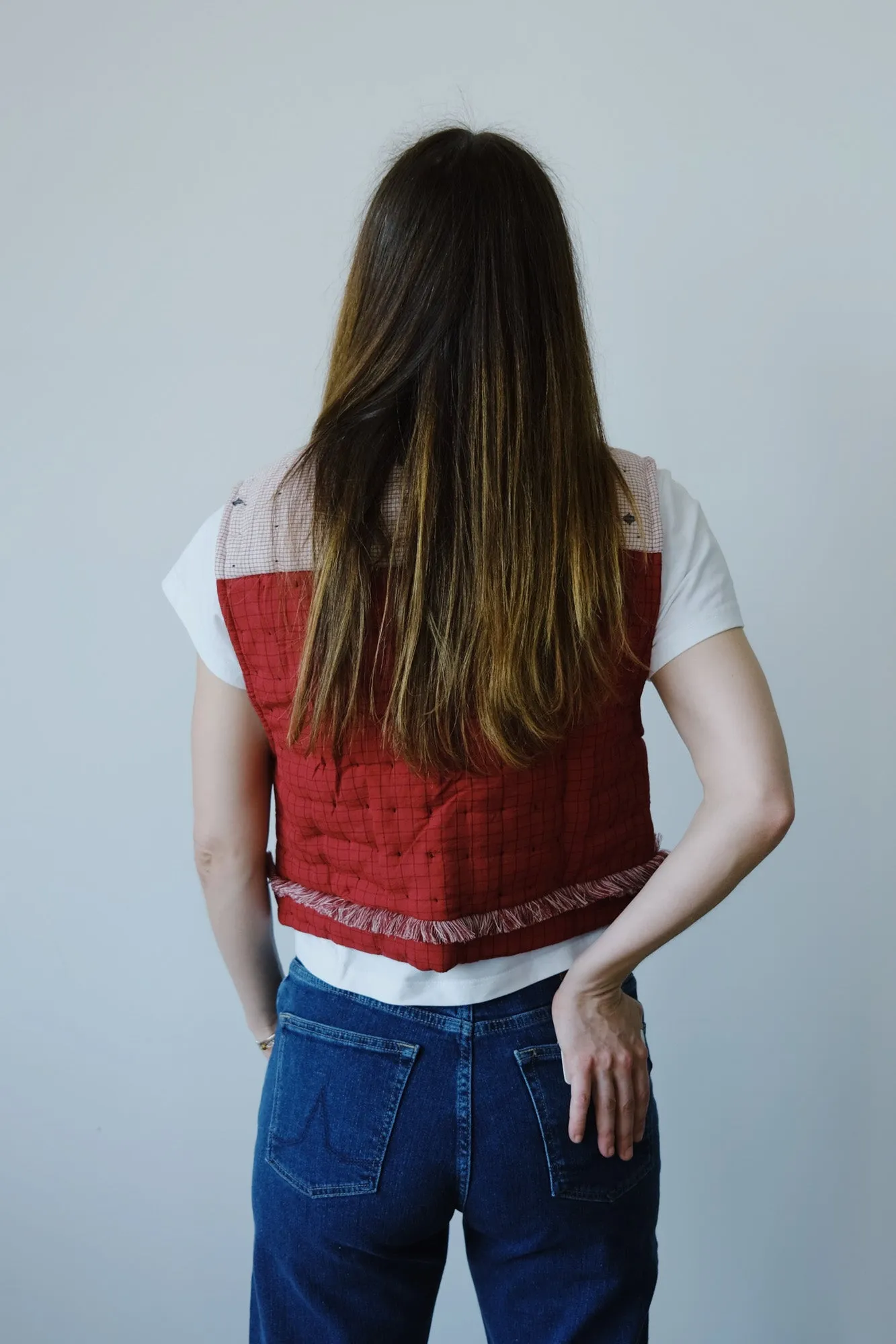 quilted gilet - red