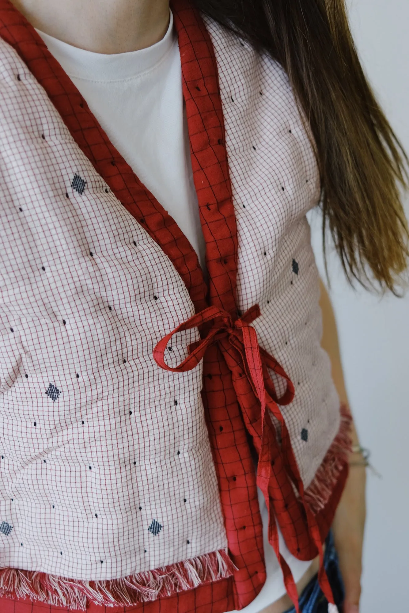 quilted gilet - red