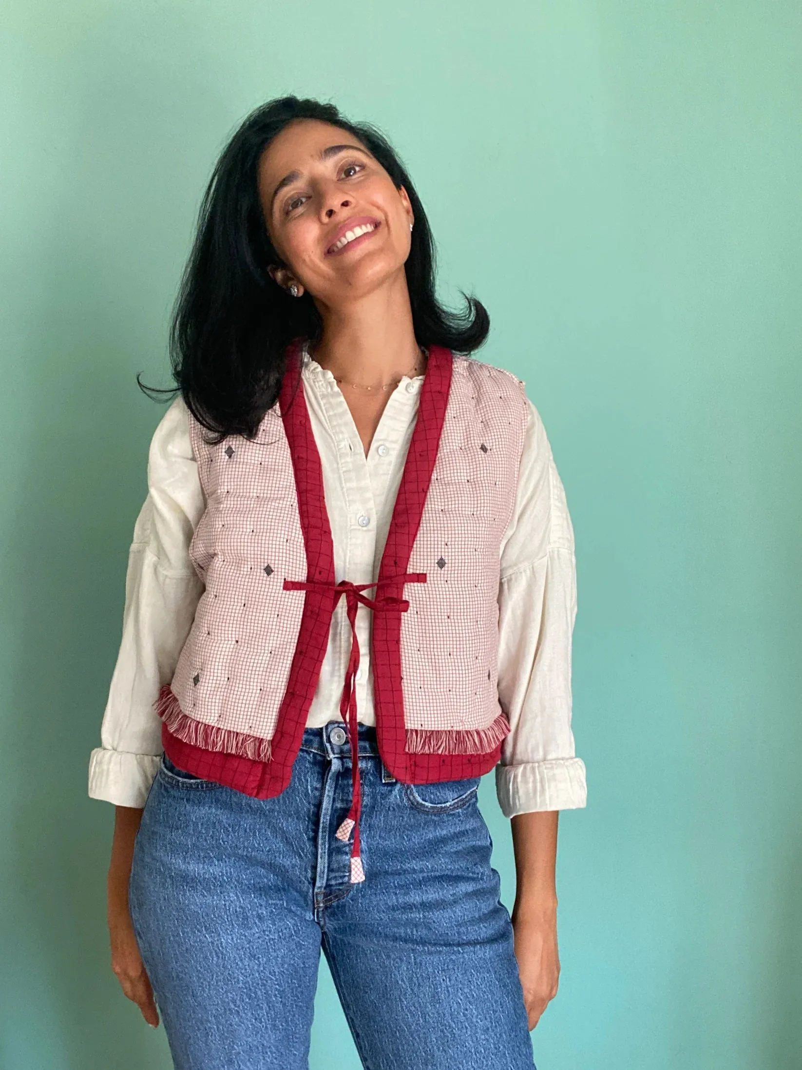 quilted gilet - red