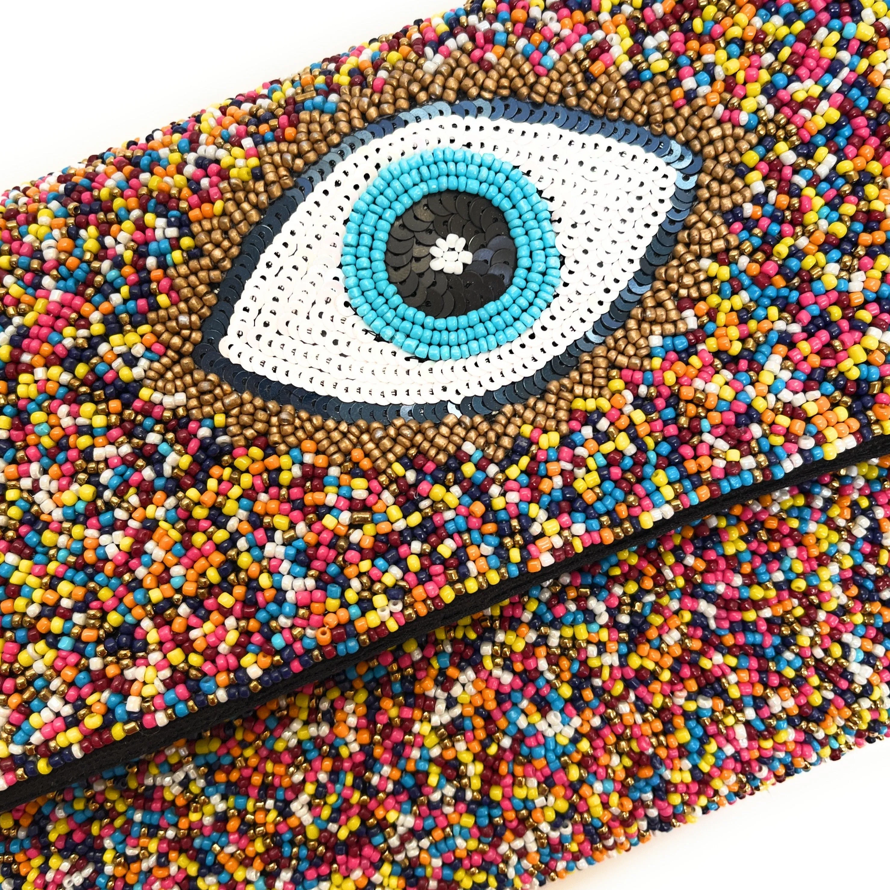 Rainbow Evil Eye Beaded Clutch Purse
