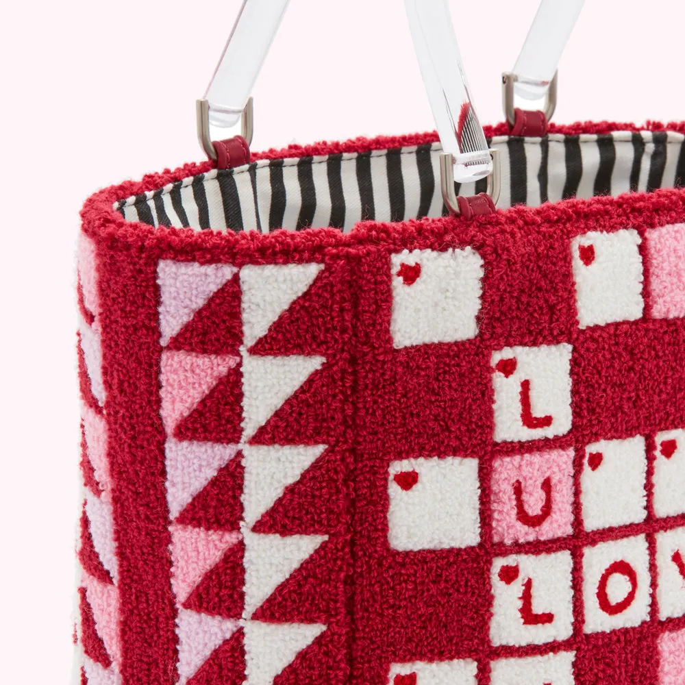 RASPBERRY CROSSWORD BIBI TOTE