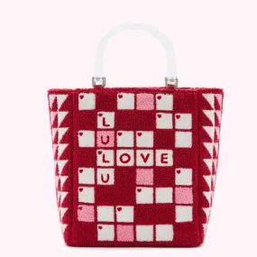 RASPBERRY CROSSWORD BIBI TOTE