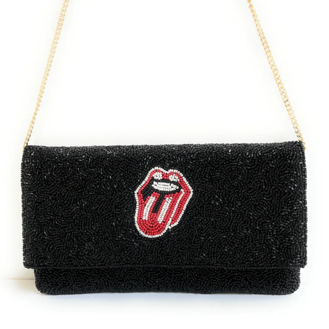 Red Tongue Beaded Clutch Purse