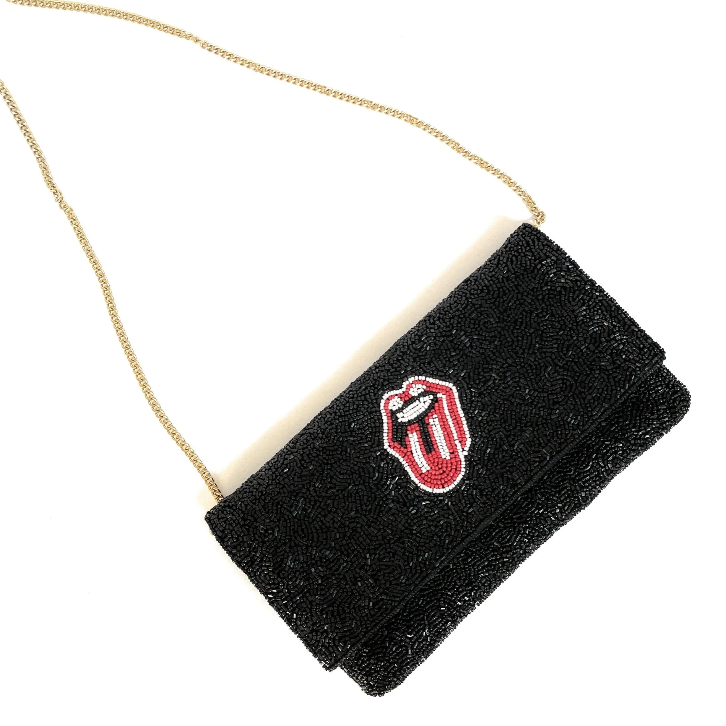 Red Tongue Beaded Clutch Purse