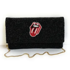 Red Tongue Beaded Clutch Purse