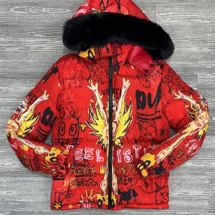 Reelistik- red scream puffer jacket