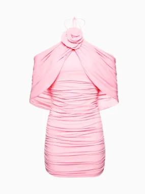 Ruched flower appliqué dress