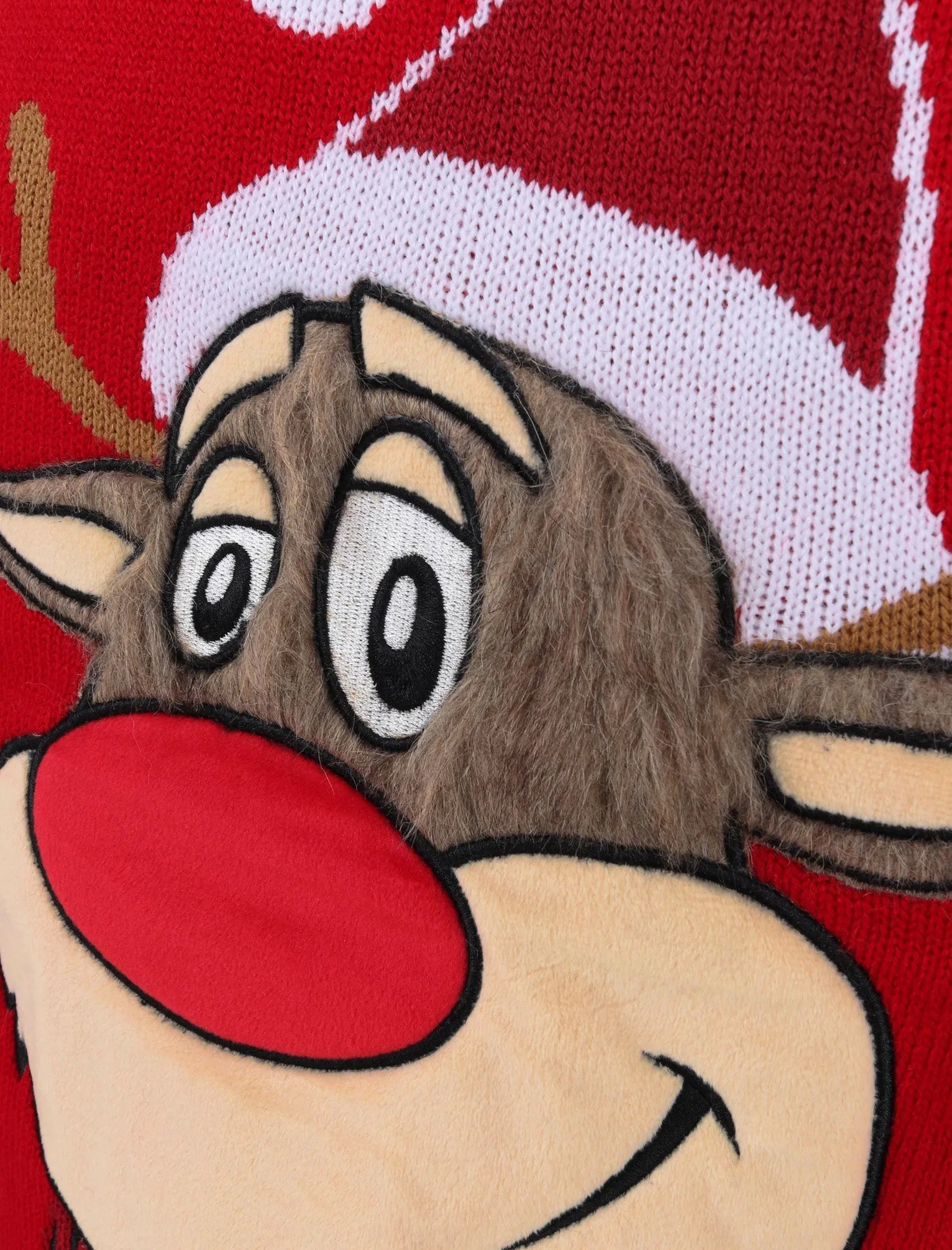 Rudolph the Reindeer Motif LED Light Up Novelty Christmas Jumper in George Red - Merry Christmas