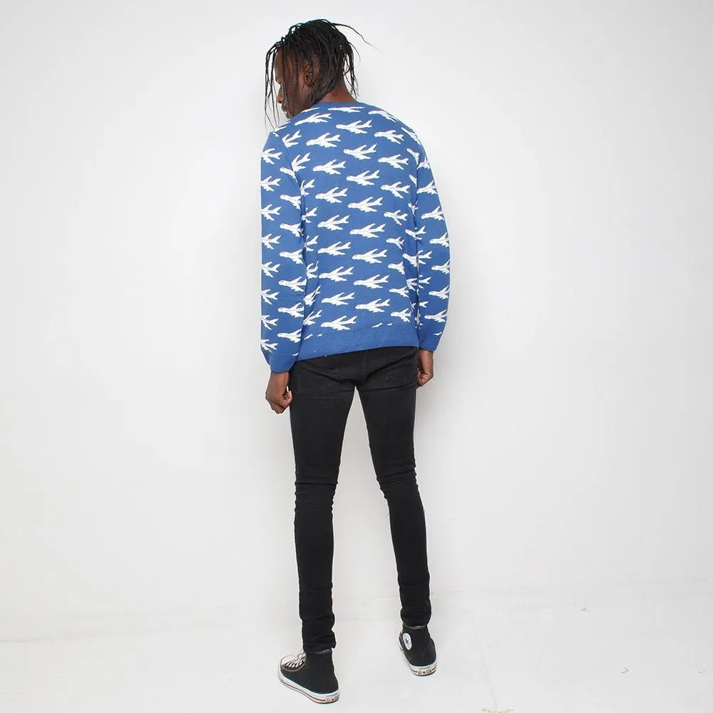 Run & Fly - Planes - Mens Jumper - Blue