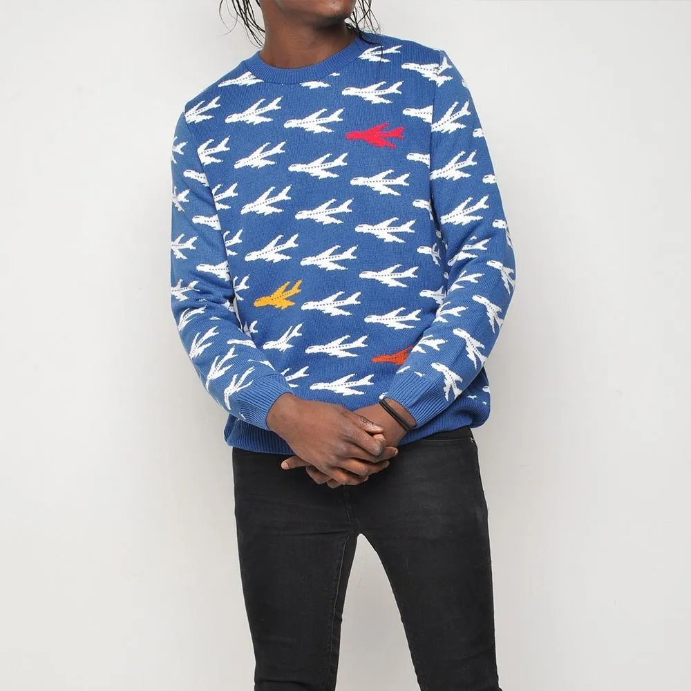 Run & Fly - Planes - Mens Jumper - Blue