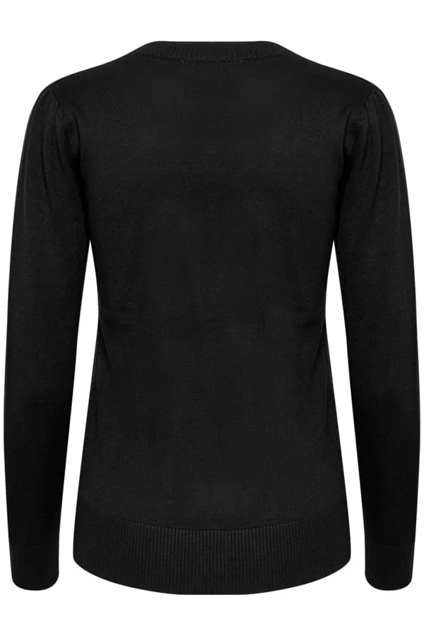 Saint Tropez Fine Crew Neck Knit Black
