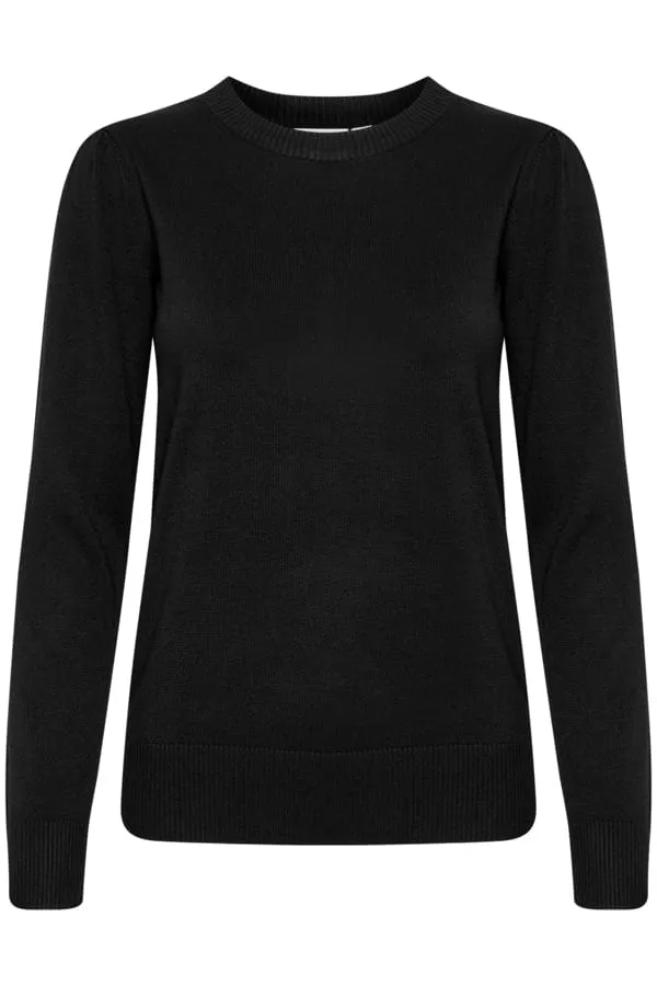 Saint Tropez Fine Crew Neck Knit Black