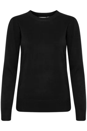 Saint Tropez Fine Crew Neck Knit Black
