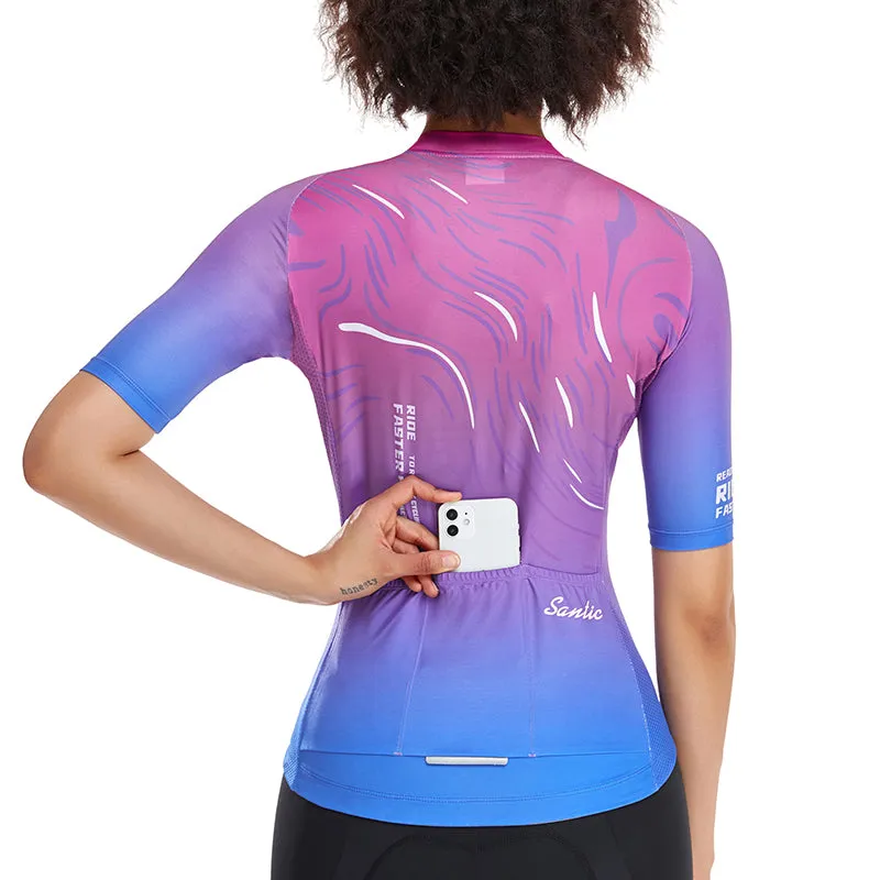 Santic Sight Fan  Womens Cycling Jersey Short Sleeves Purple