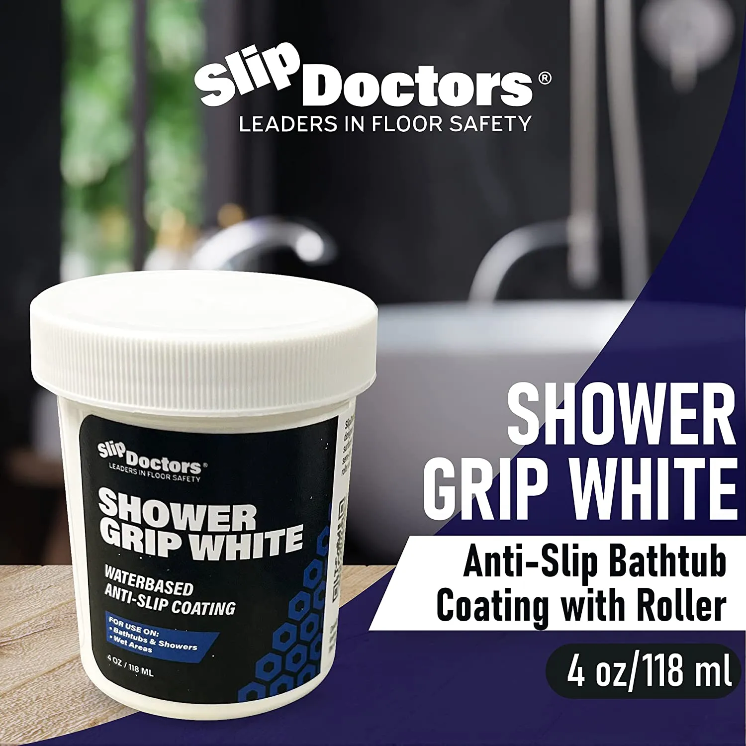 Shower Grip White Anti-Slip Paint Coating for Bathtubs & Showers