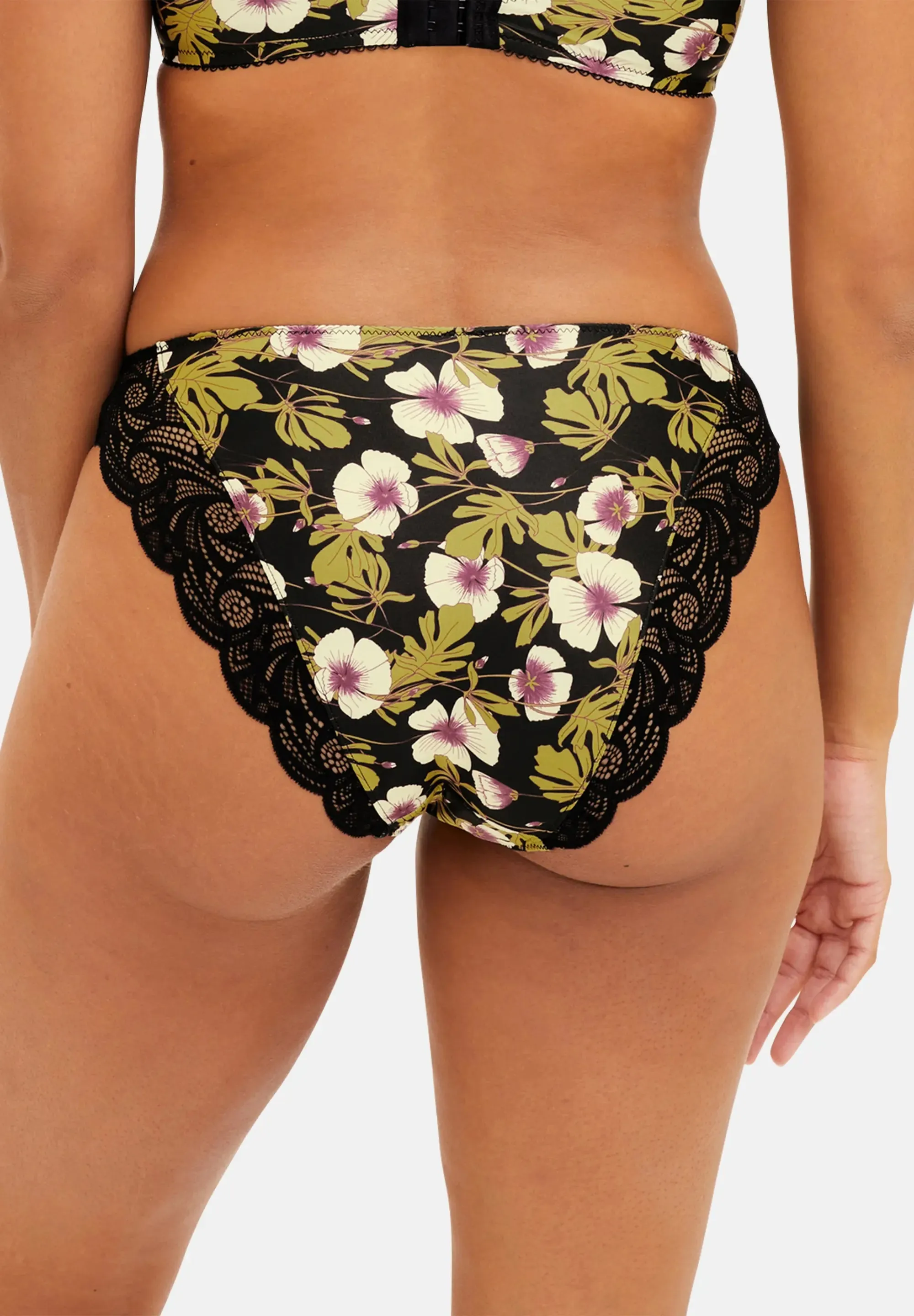 Slip Ariane Fantaisy Imprimé Feuillage Monstera Noir