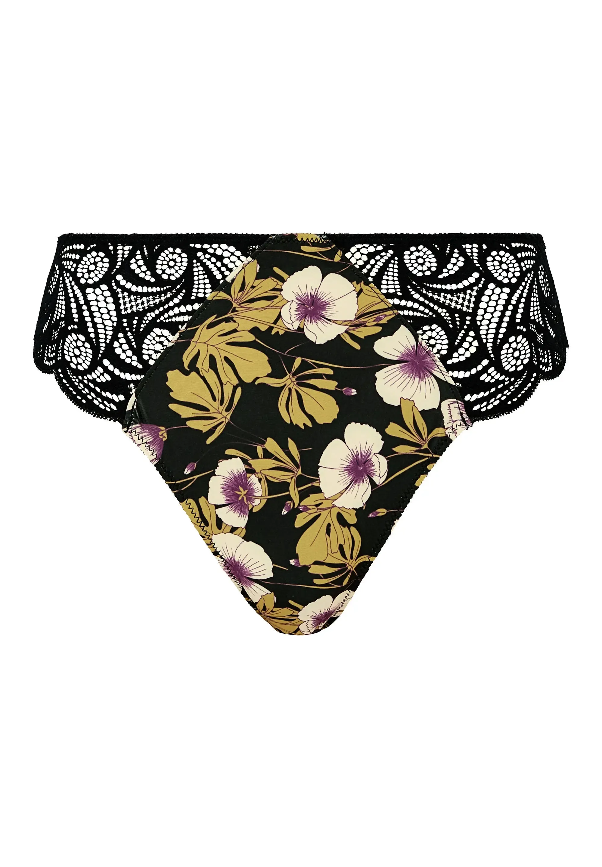 Slip Ariane Fantaisy Imprimé Feuillage Monstera Noir