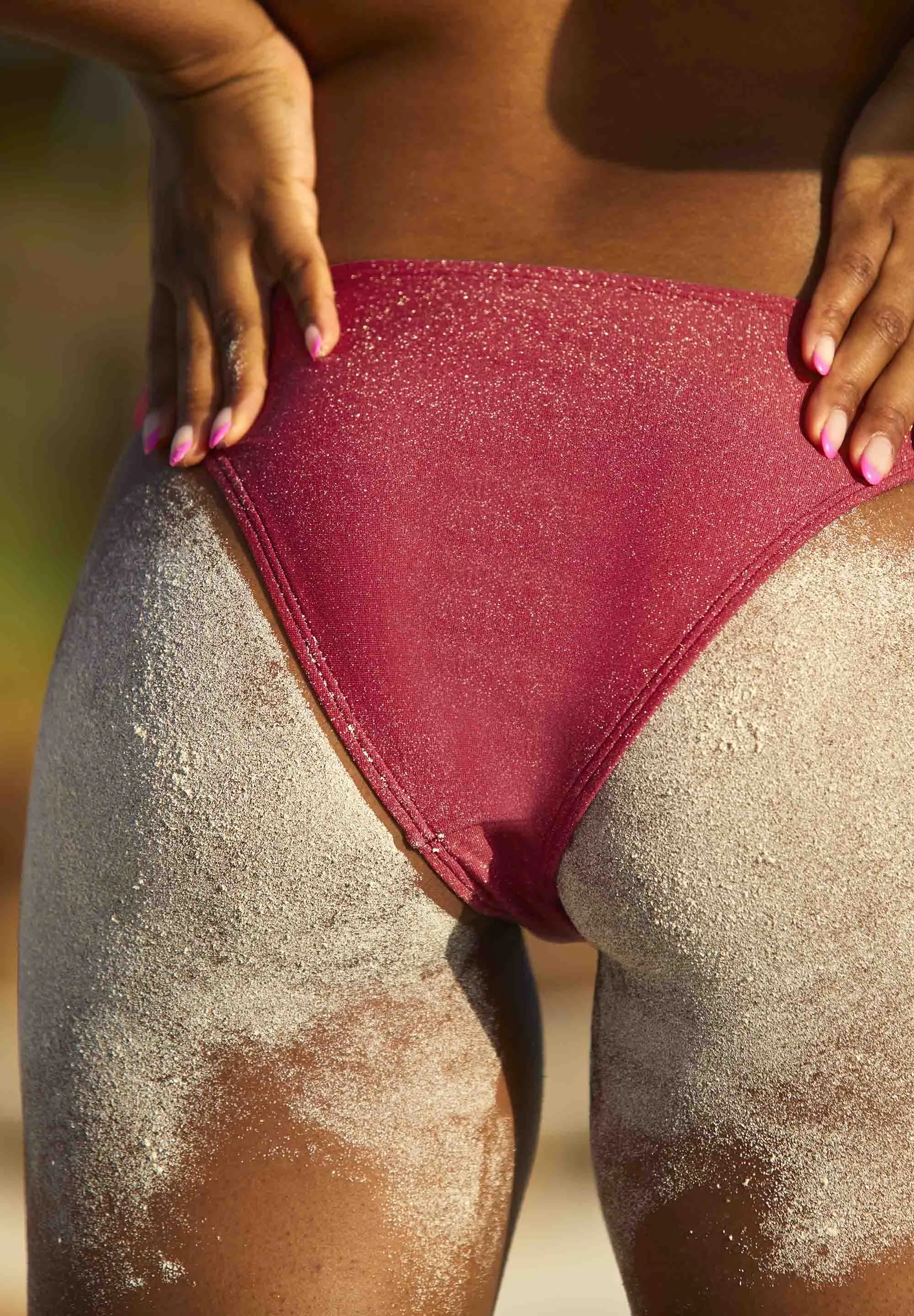 Slip de bain échancré Reflet Cerise