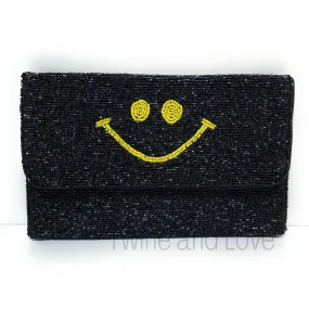 Smiley Face Beaded Clutch Purse