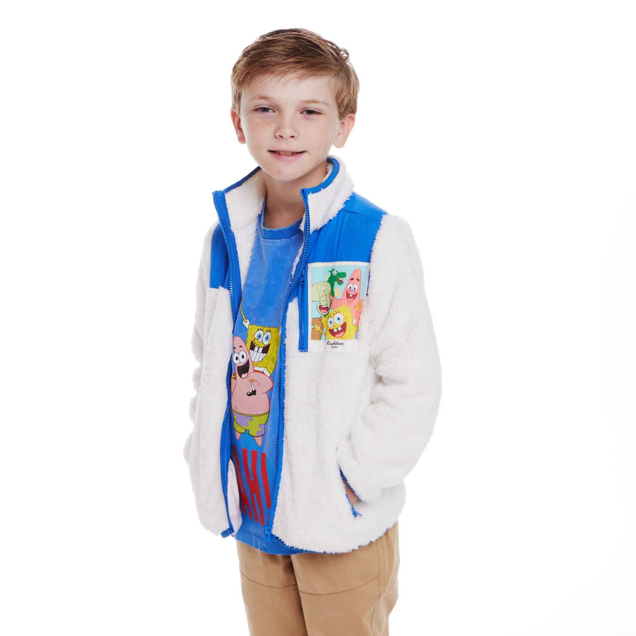 SpongeBob SquarePants™ x Andy & Evan® | Kids (2-7) Bikini Bottom Buddies Sherpa Jacket with Printed Patch Pocket