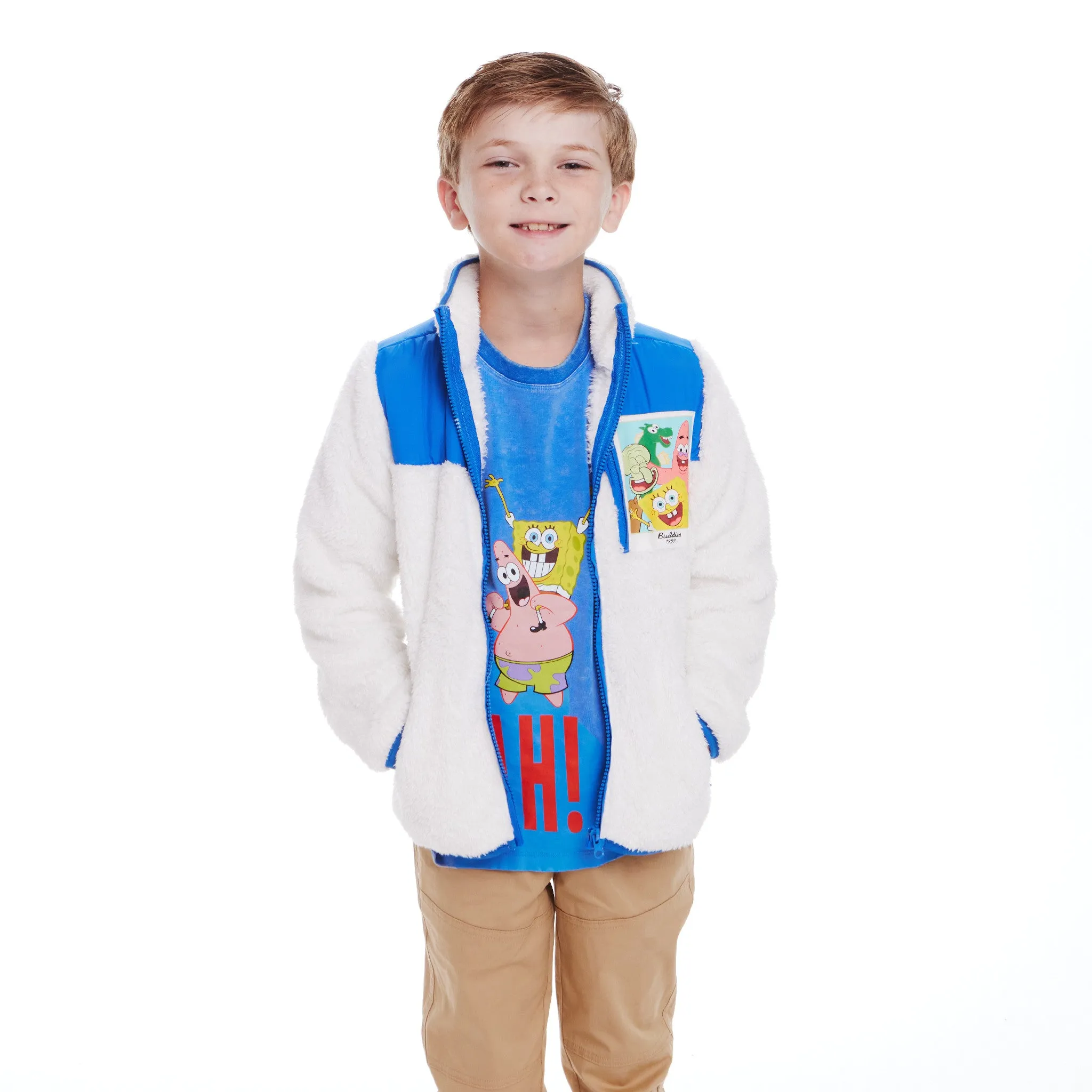 SpongeBob SquarePants™ x Andy & Evan® | Kids (2-7) Bikini Bottom Buddies Sherpa Jacket with Printed Patch Pocket