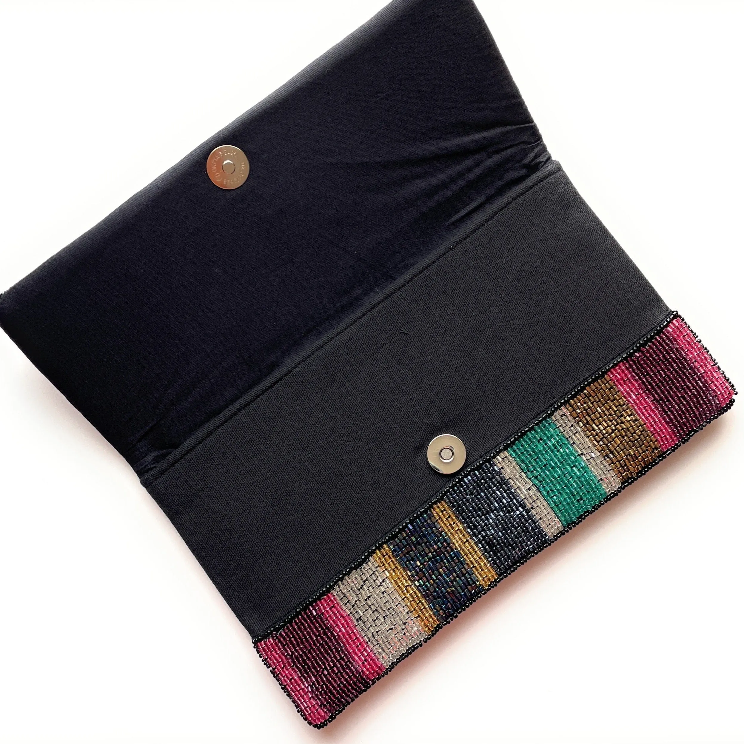 Striped Beaded Clutch Purse