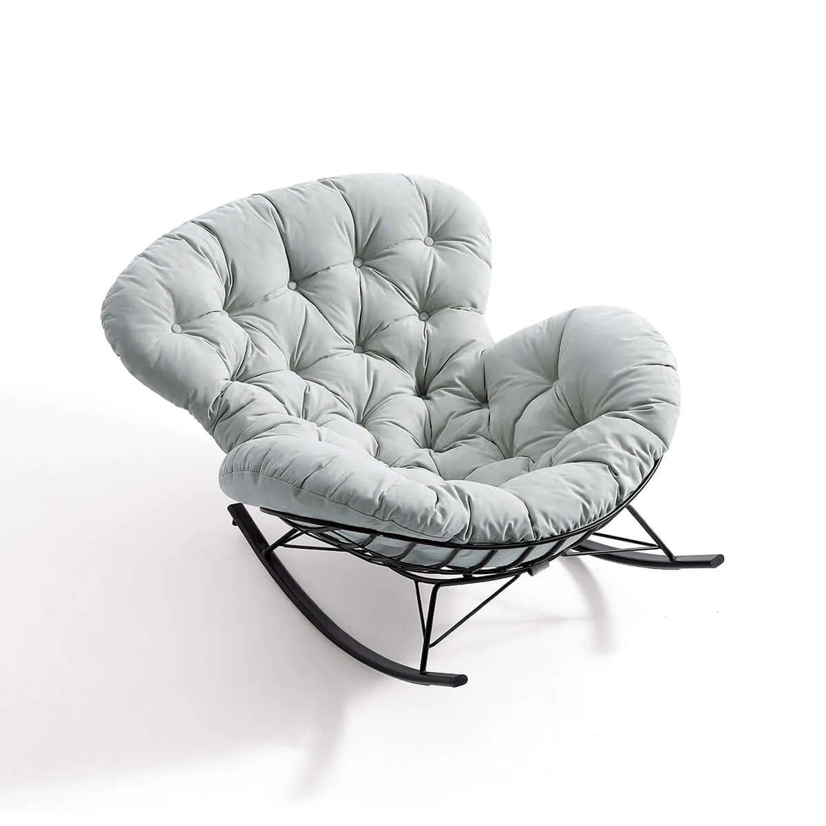 Suede Leather Reclining Lazy Rocking Chair