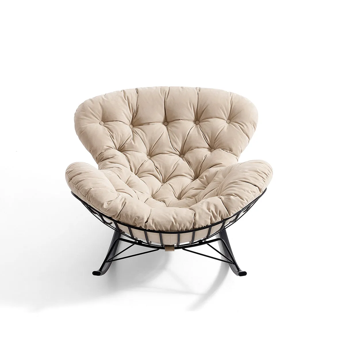 Suede Leather Reclining Lazy Rocking Chair
