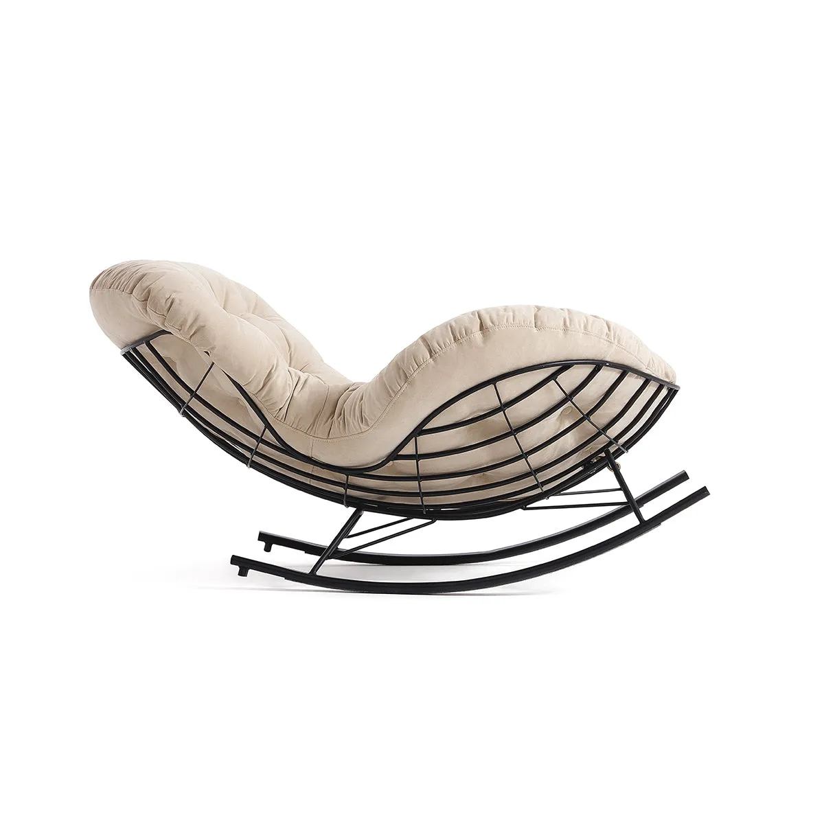 Suede Leather Reclining Lazy Rocking Chair