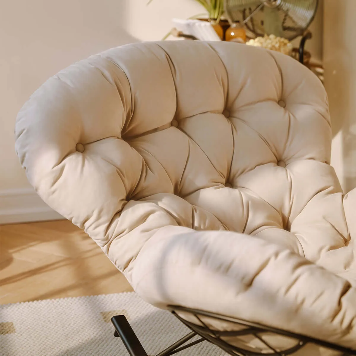 Suede Leather Reclining Lazy Rocking Chair