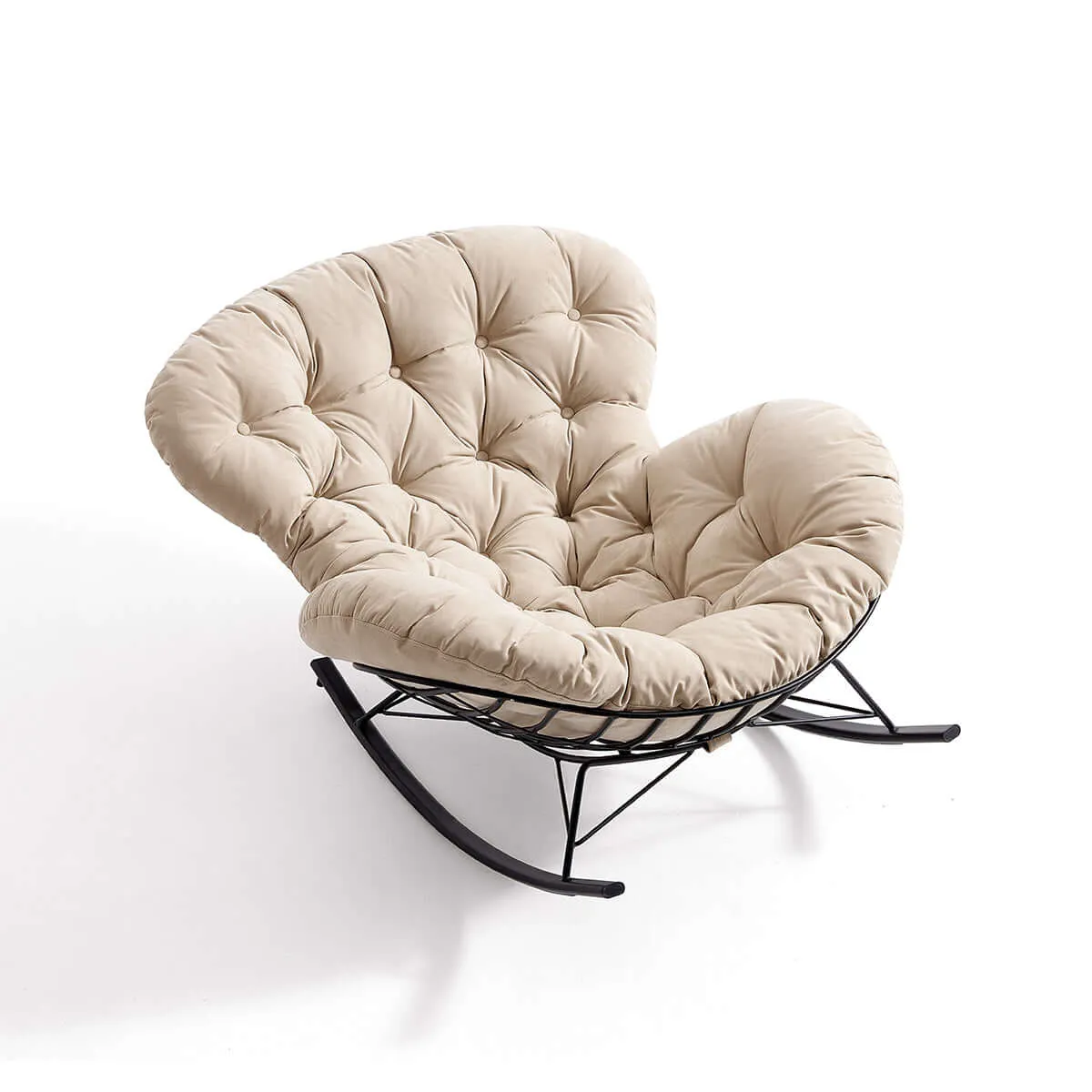 Suede Leather Reclining Lazy Rocking Chair