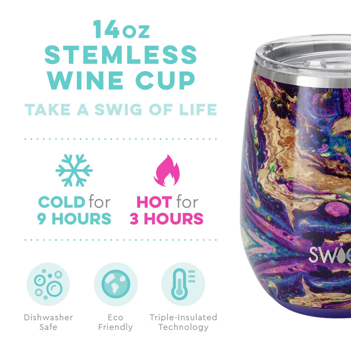 Swig 14 Oz Purple Reign Stemless Wine Cup