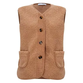 Teddy Warm Borg Gilet in Beige