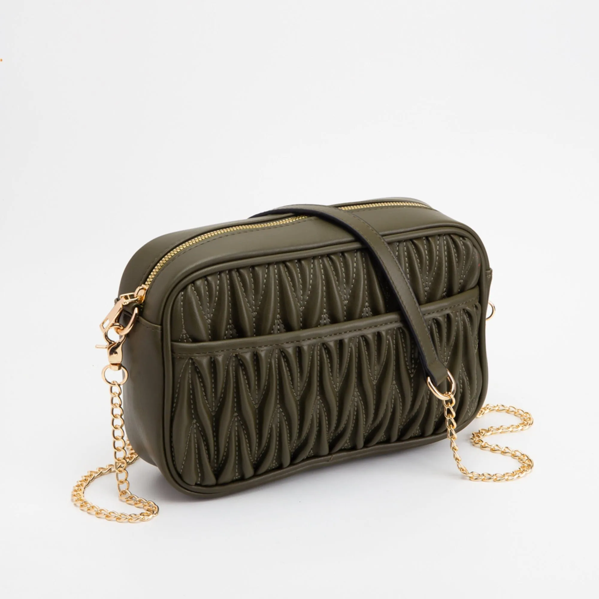 TG10542 Dana Textured Crossbody Bag With Chain Strap