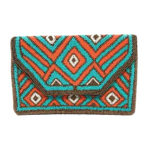 Turquoise Boho Beaded Clutch Purse