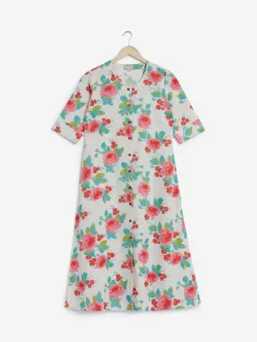 Utsa Pink A-Line Floral Pattern Kurta