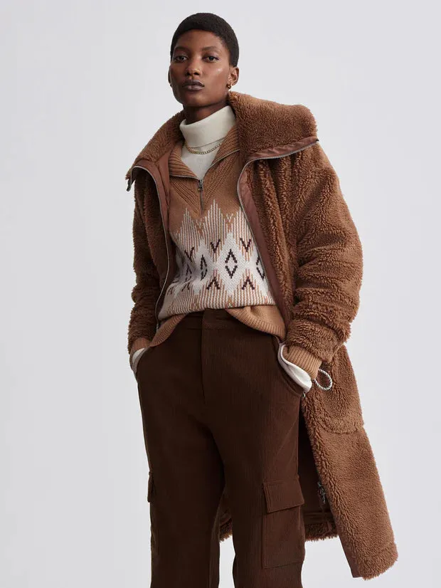 Varley Logan Sherpa Coat, Pecan Pie