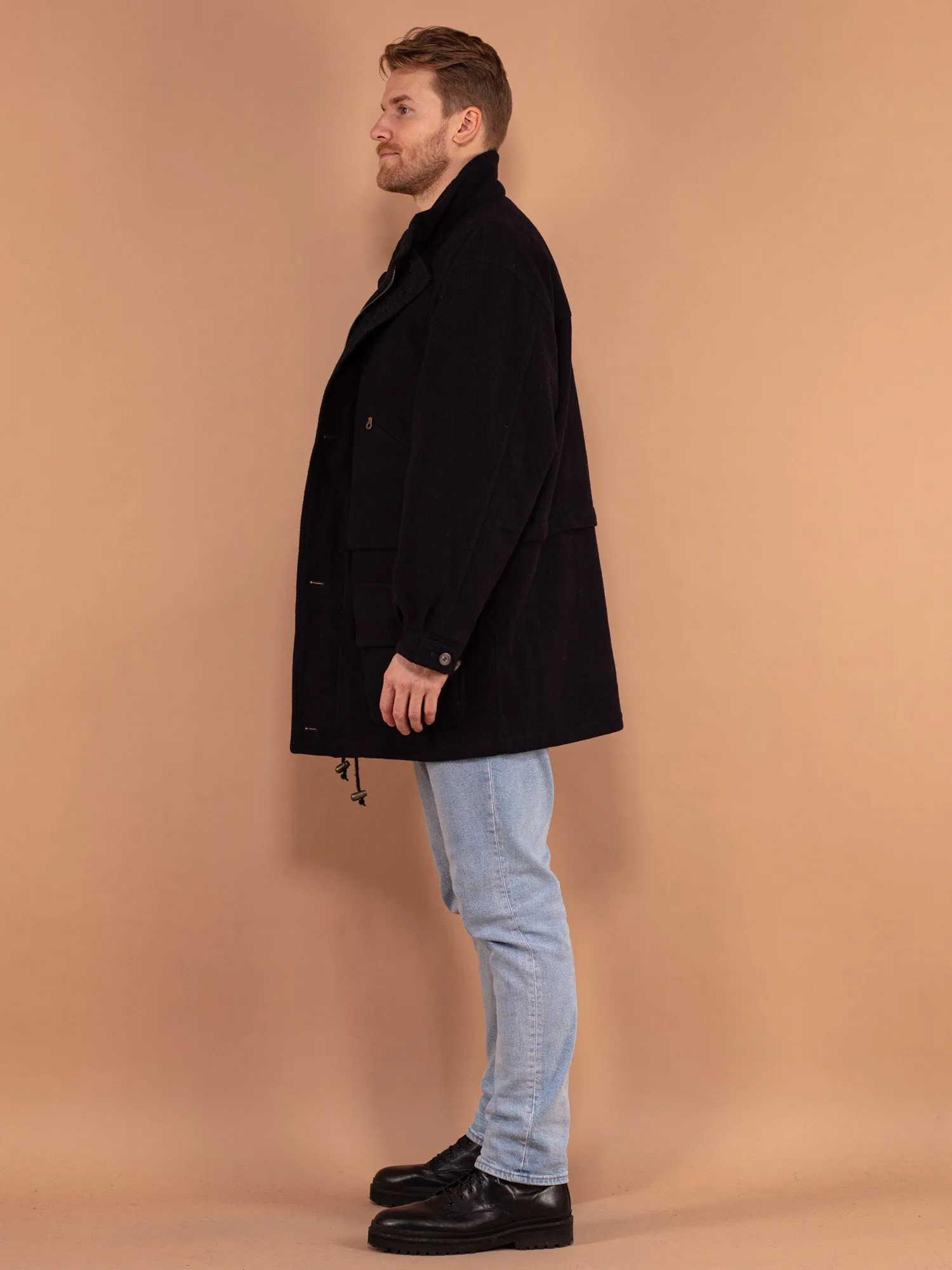 Vintage 00's Men Wool Peacoat in Blue