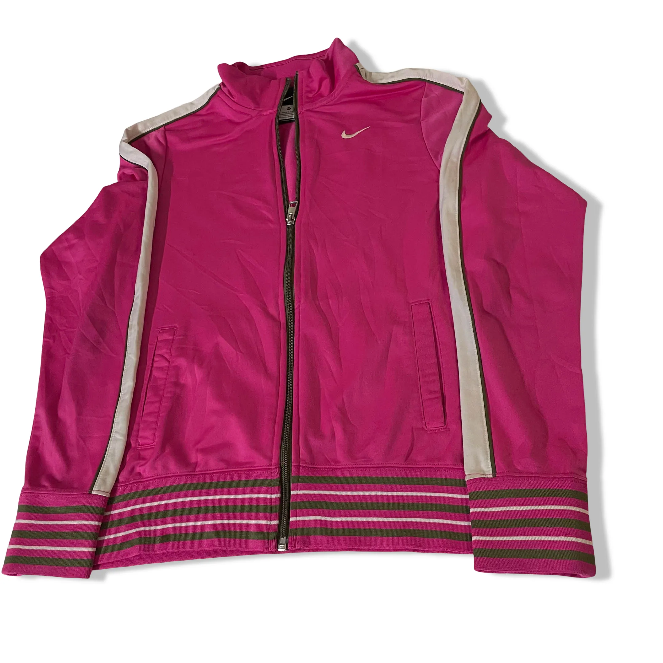 Vintage Nike Women's pink made in China full zip high neck jacket in XL|SKU 3816
