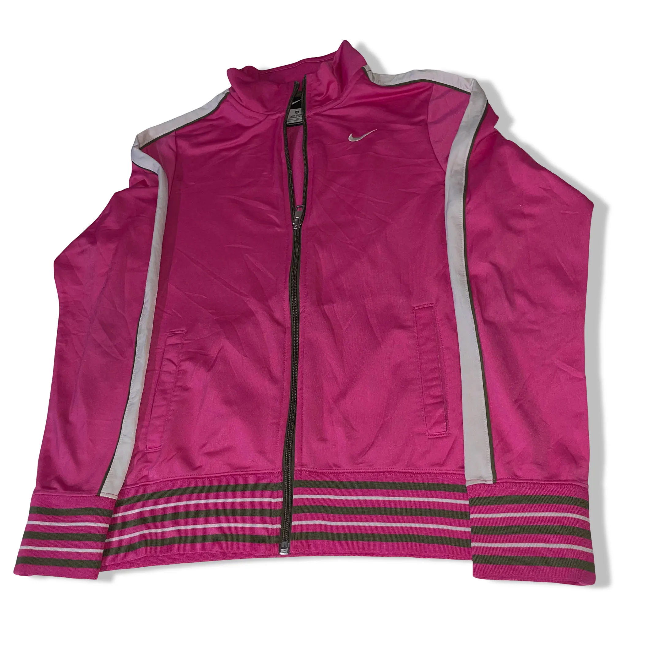 Vintage Nike Women's pink made in China full zip high neck jacket in XL|SKU 3816